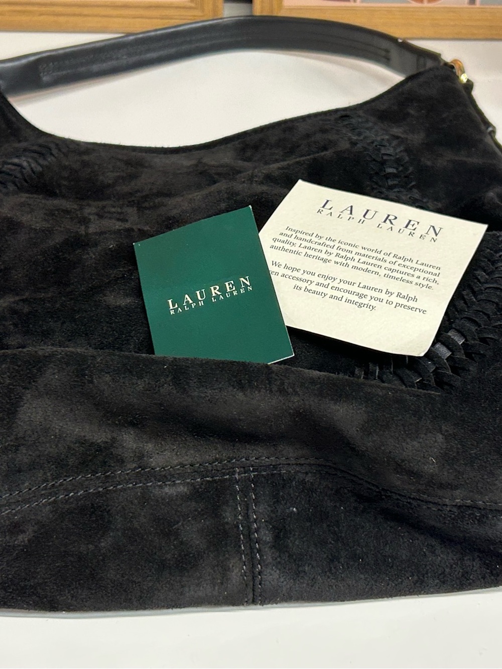 NWOT Ralph Lauren Indian Cove black suede hobo - Picture 10 of 16